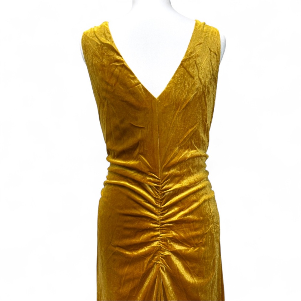 Anthropologie Stunning Gold Velvet Cowl Ruched Maxi Party Dress NWT 1X Formal 🔥 - Picture 9 of 12